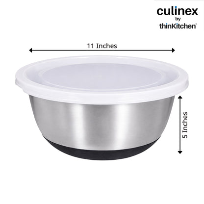 Culinex by thinKitchen Heavy-Duty 304 Stainless Steel Anti-Skid Mixing Bowl for Cakes, Dough, Eggs - 1pc (3800 ml) | Cooking, Prep, Mixing|By thinKitchen