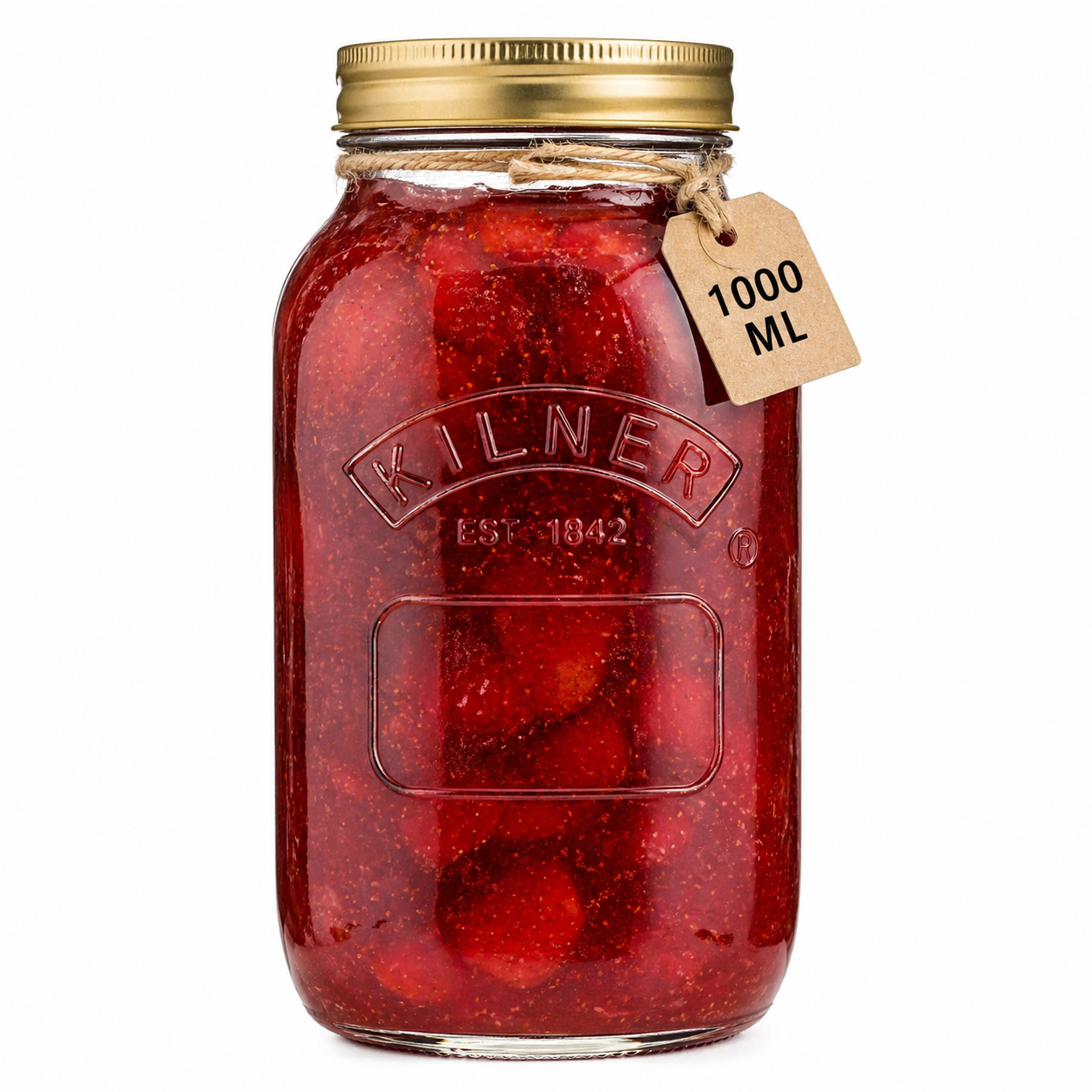 Kilner 1 Litre Leakproof Premium Preserve Glass Jar with Screw Lid, Ideal for Storing and Preserving