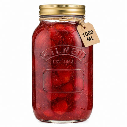 Kilner 1 Litre Leakproof Premium Preserve Glass Jar with Screw Lid, Ideal for Storing and Preserving