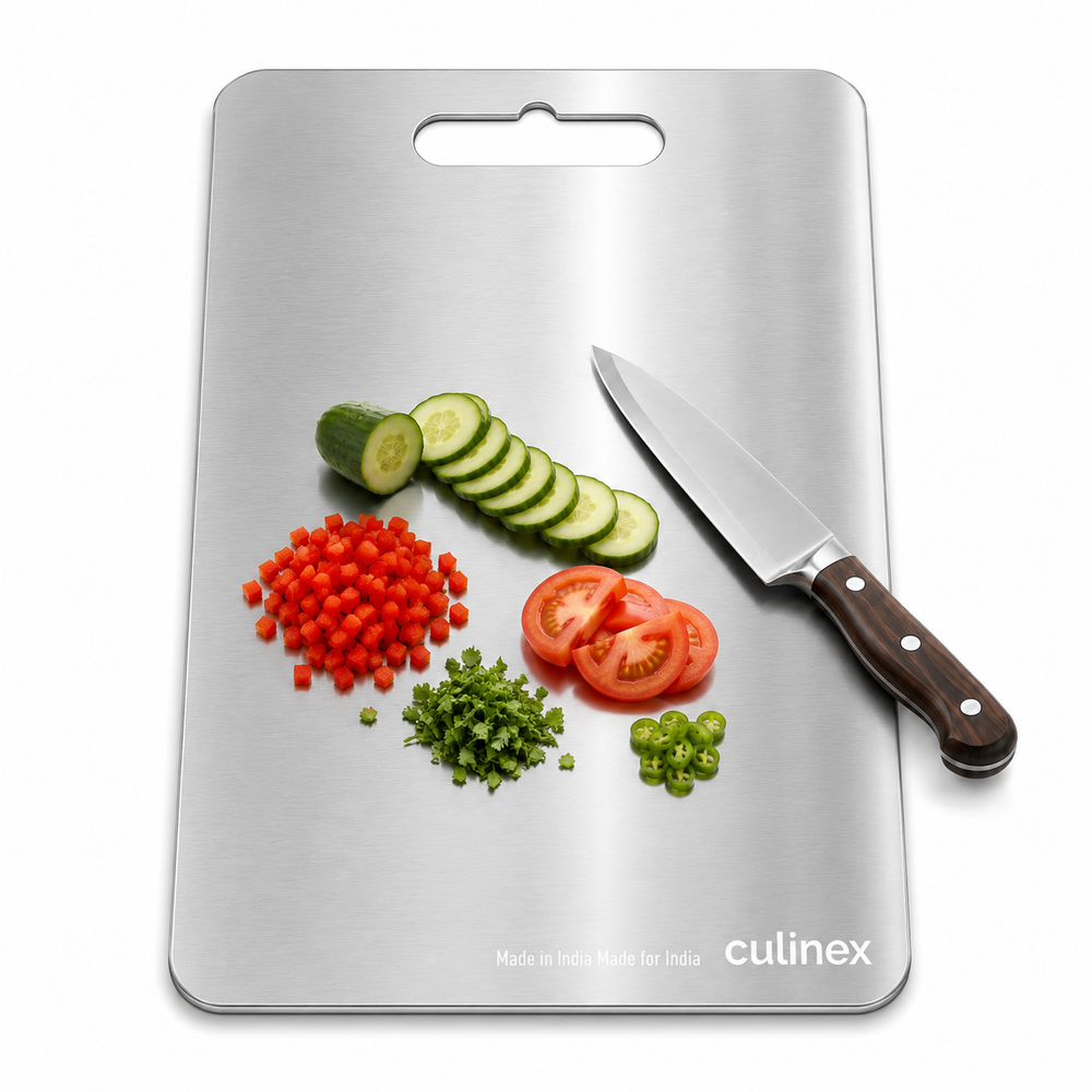Premium Stainless Steel Chopping Board 1.5 mm Thick – 9 x 13 Inch | Food-Grade Metal Kitchen Cutting Board