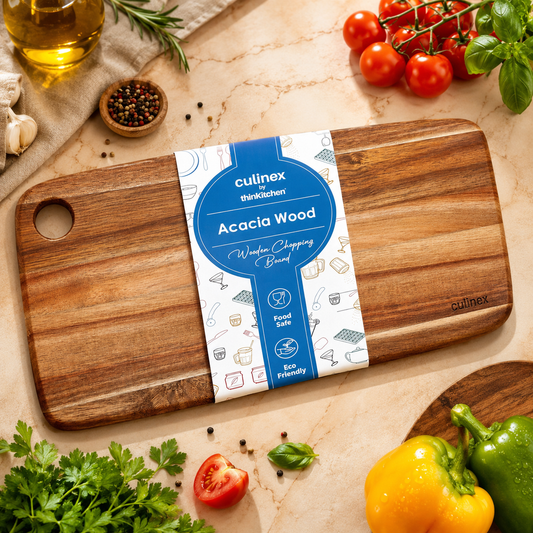 Culinex 2-in-1 Acacia Wood Premium Chopping, Cutting & Serving Board | Natural Solid Wood, Durable Wooden Kitchen Board with Hanging Hole