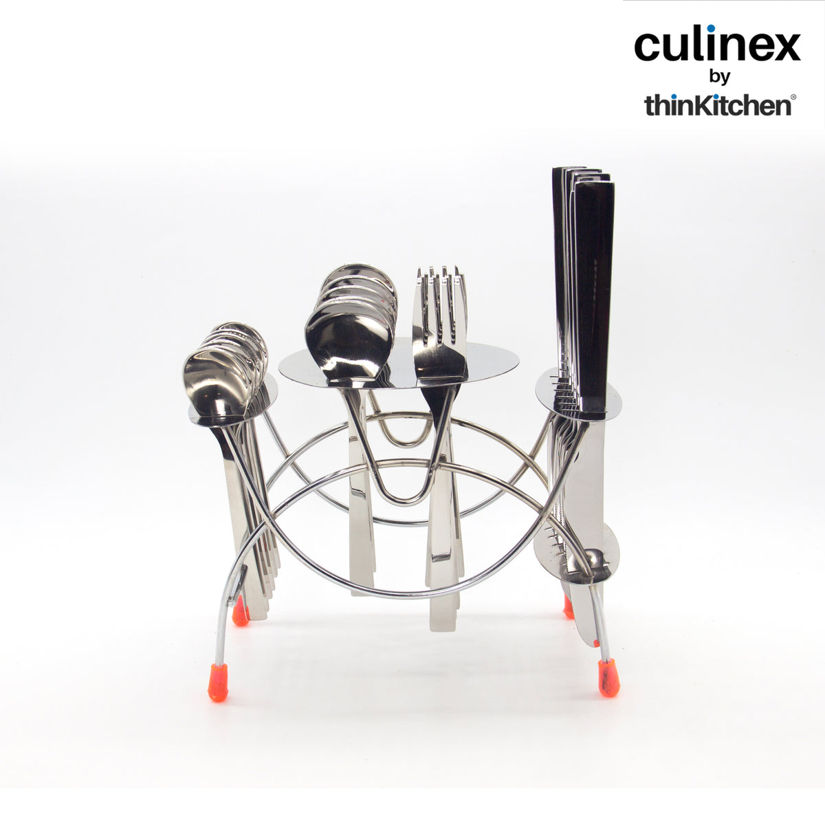 Culinex by thinKitchen | Oxford Cutlery  24 pc Set with stand - Dessert Spoon, Dessert fork, Dessert knife, Tea spoon, 6 each - 2