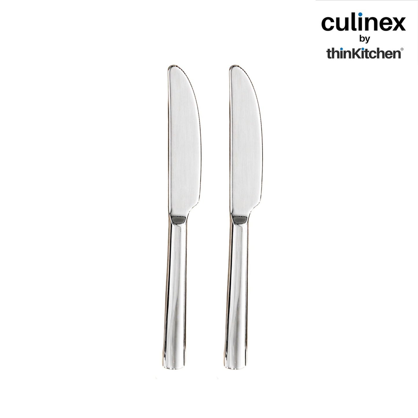 Premium Stainless Steel 8.5" Knife Set of 2 for Dining Table, Kitchen | Rustproof Dinner Knives, Silver Flatware by thinKitchen (Peru)