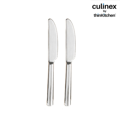 Premium Stainless Steel 8.5" Knife Set of 2 for Dining Table, Kitchen | Rustproof Dinner Knives, Silver Flatware by thinKitchen (Peru)