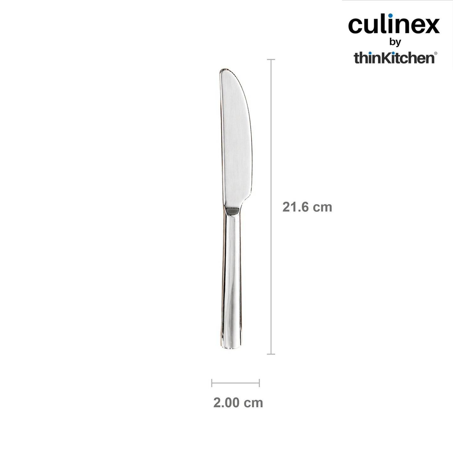 Premium Stainless Steel 8.5" Knife Set of 2 for Dining Table, Kitchen | Rustproof Dinner Knives, Silver Flatware by thinKitchen (Peru)