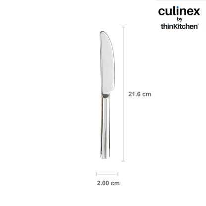 Premium Stainless Steel 8.5" Knife Set of 2 for Dining Table, Kitchen | Rustproof Dinner Knives, Silver Flatware by thinKitchen (Peru)