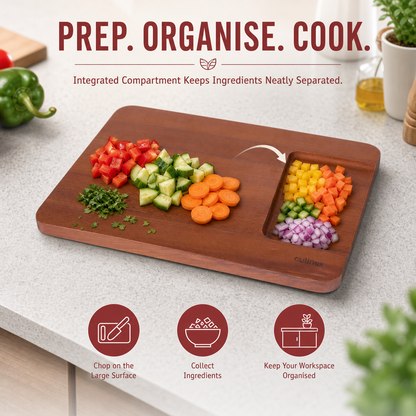 Culinex Beach Wood Premium Chopping and Serving Board | Carbonized 2-in-1 Cutting Board | Eco-Friendly, Durable