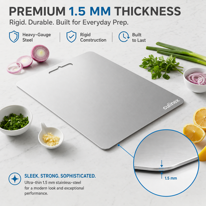 Premium Stainless Steel Chopping Board 1.5 mm Thick – 12 x 14 Inches | Food-Grade Metal Kitchen Cutting Board