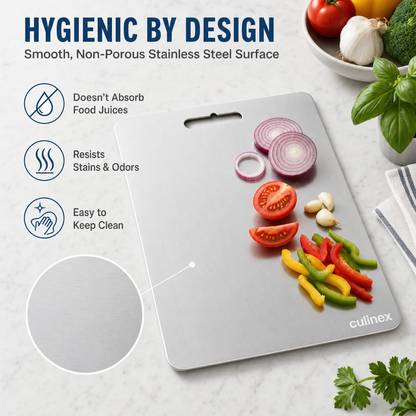 Premium Stainless Steel Chopping Board 1.5 mm Thick – 12 x 14 Inches | Food-Grade Metal Kitchen Cutting Board
