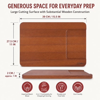 Culinex Beach Wood Premium Chopping and Serving Board | Carbonized 2-in-1 Cutting Board | Eco-Friendly, Durable