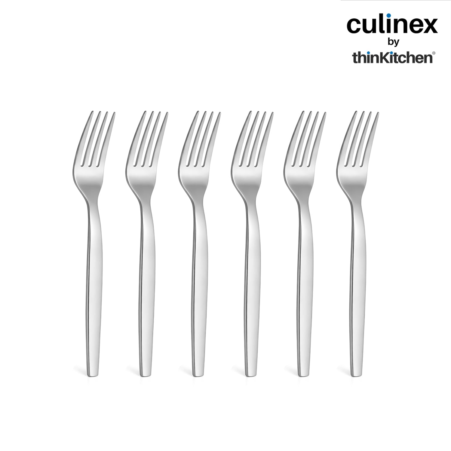 Culinex by thinKitchen Stainless Steel 5.7" Cake Fork, Set of 6 | Silver Rustproof Flatware By thinKitchen (Queen) - 3