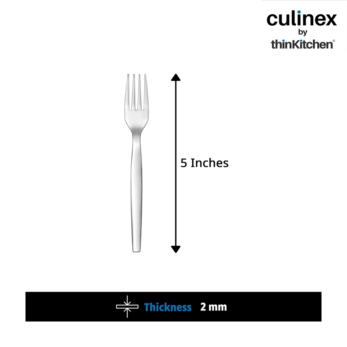 Culinex by thinKitchen Stainless Steel 5.7" Cake Fork, Set of 6 | Silver Rustproof Flatware By thinKitchen (Queen)