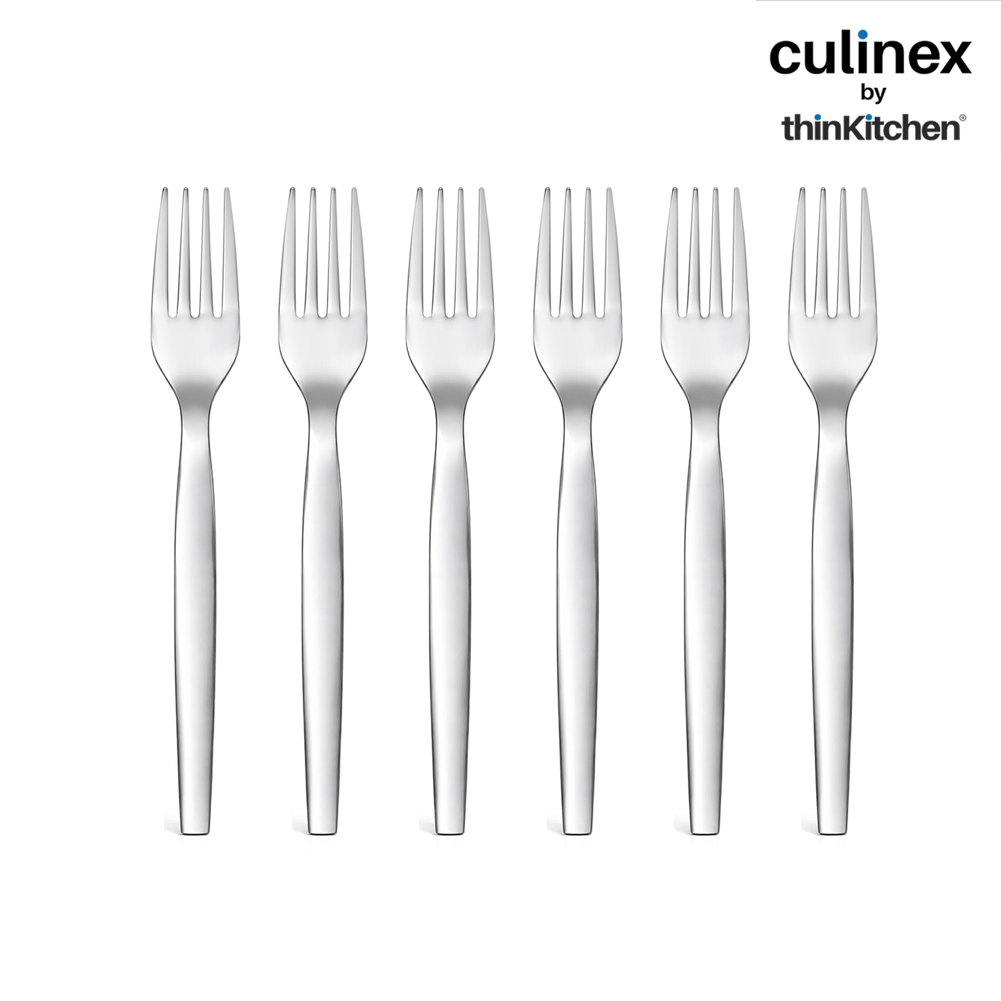 Culinex by thinKitchen Stainless Steel 8" Dinner Fork Set of 6 for Dining Table, Kitchen | Silver Rustproof Flatware By thinKitchen (Queen)