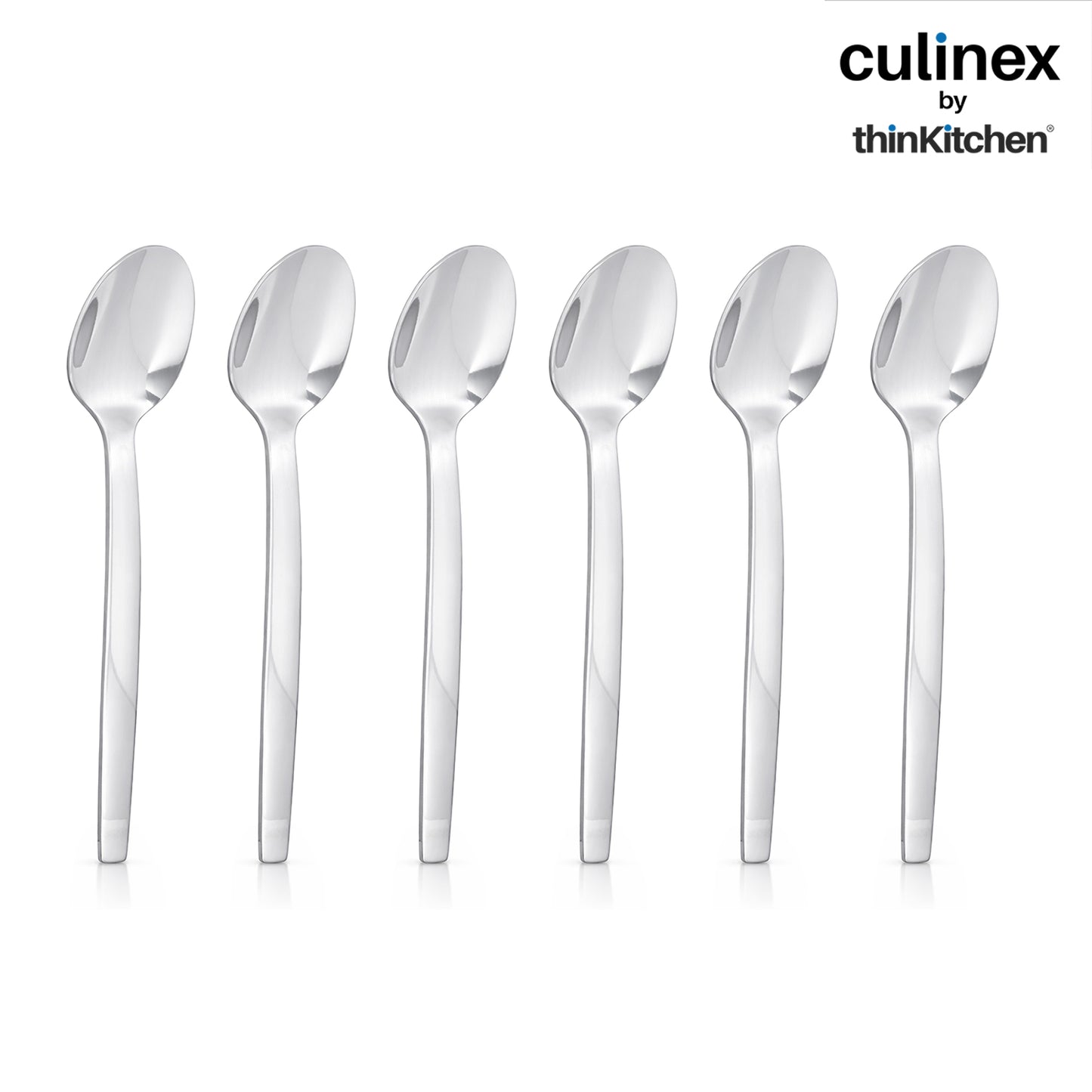 Culinex 7.9" Stainless Steel Premium Dinner Spoon Set of 6, Queen Series | Rustproof Dishwasher Safe Flatware by thinKitchen