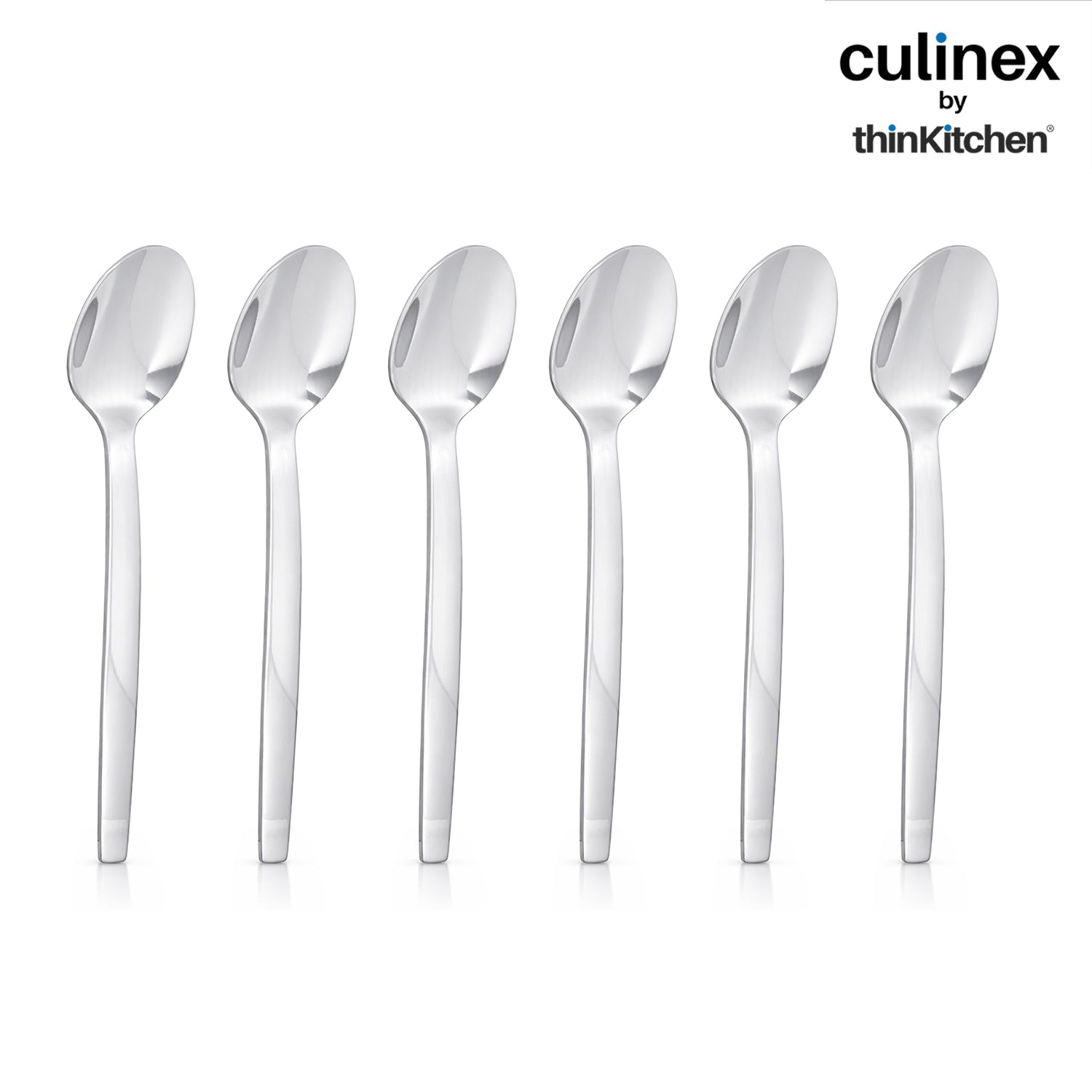Culinex 7.9" Stainless Steel Premium Dinner Spoon Set of 6, Queen Series | Rustproof Dishwasher Safe Flatware by thinKitchen - 6
