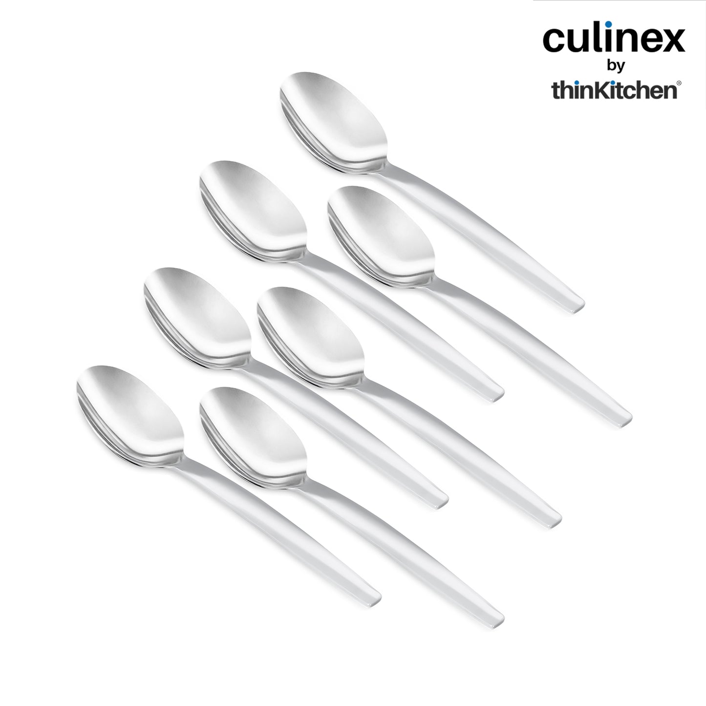 Culinex 7.9" Stainless Steel Premium Dinner Spoon Set of 6, Queen Series | Rustproof Dishwasher Safe Flatware by thinKitchen