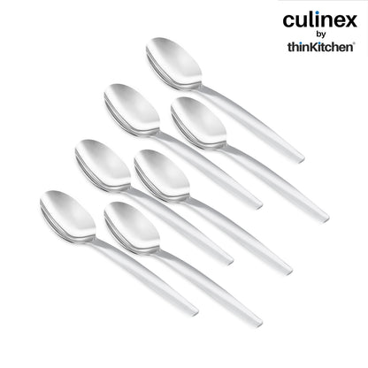 Culinex 7.9" Stainless Steel Premium Dinner Spoon Set of 6, Queen Series | Rustproof Dishwasher Safe Flatware by thinKitchen