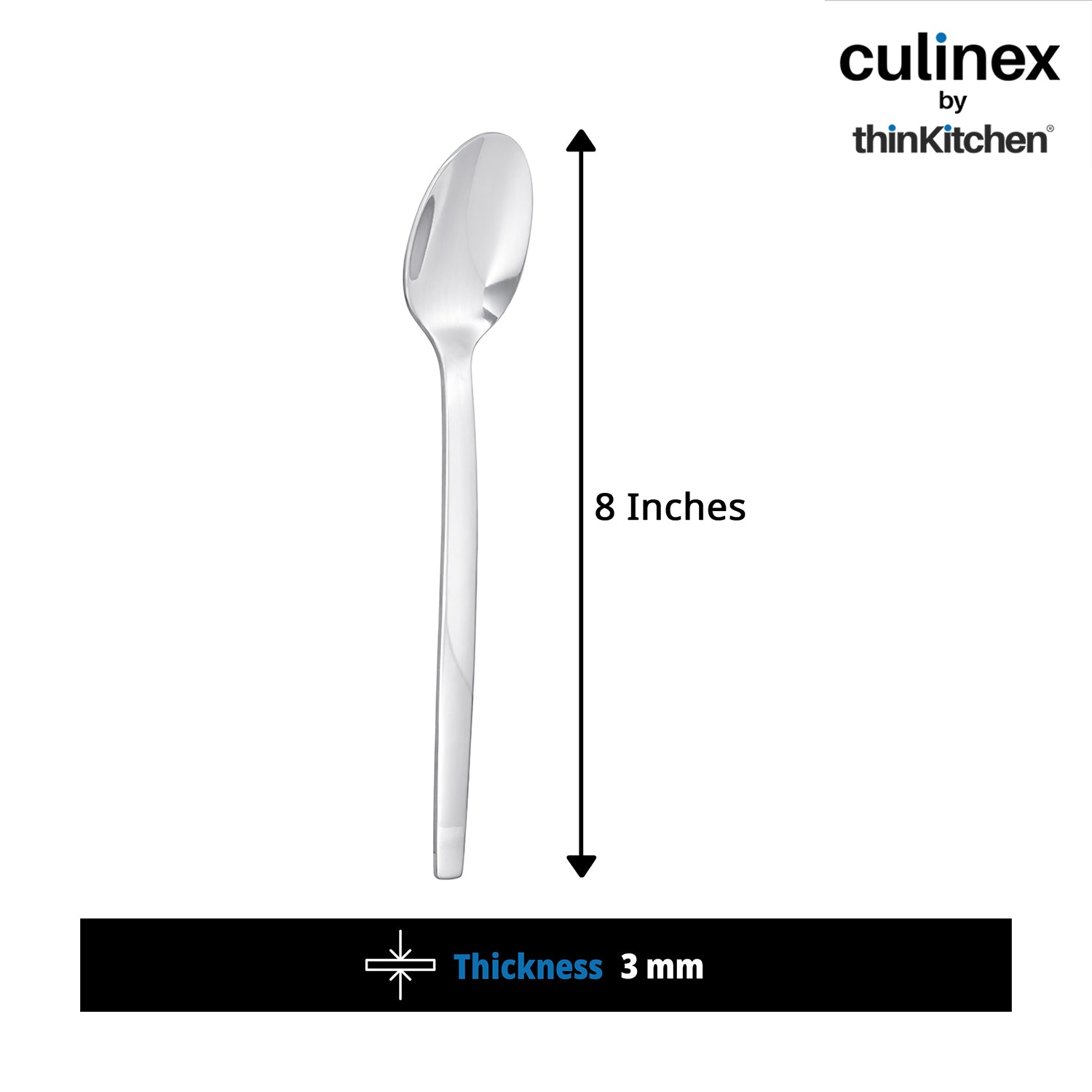 Culinex 7.9" Stainless Steel Premium Dinner Spoon Set of 6, Queen Series | Rustproof Dishwasher Safe Flatware by thinKitchen - 3