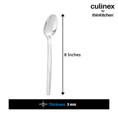 Culinex 7.9" Stainless Steel Premium Dinner Spoon Set of 6, Queen Series | Rustproof Dishwasher Safe Flatware by thinKitchen
