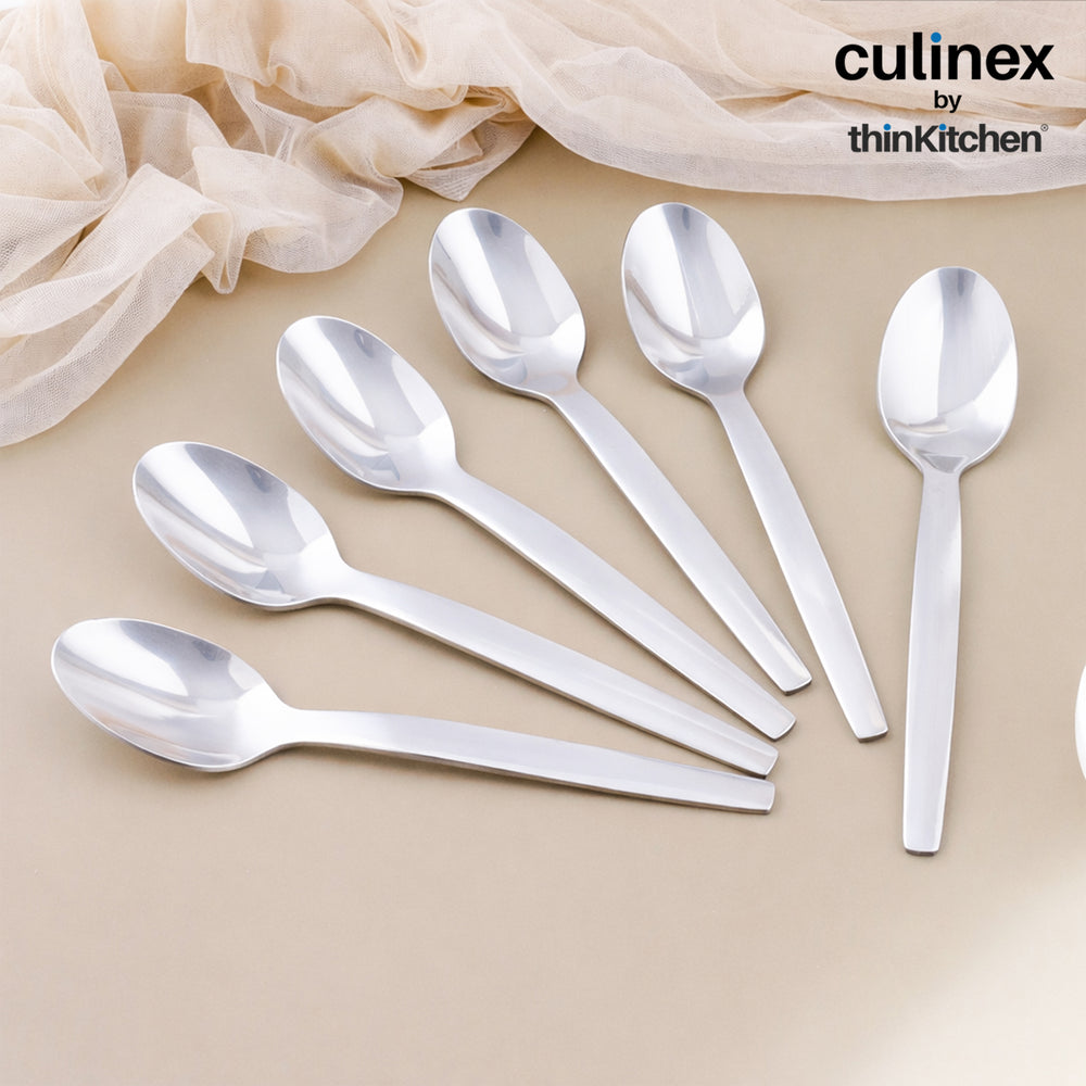 Culinex 7.9" Stainless Steel Premium Dinner Spoon Set of 6, Queen Series | Rustproof Dishwasher Safe Flatware by thinKitchen
