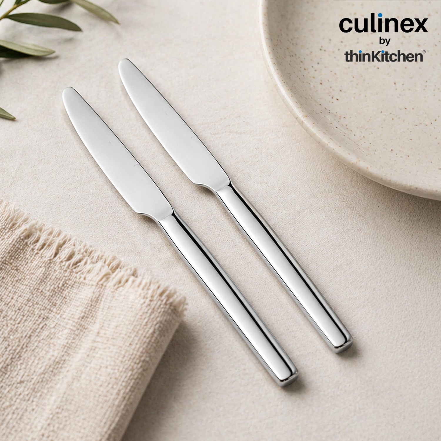 Premium Stainless Steel 8.5" Knife Set of 2 for Dining Table, Kitchen | Rustproof Dinner Knives, Silver Flatware by thinKitchen (Queen) - 1