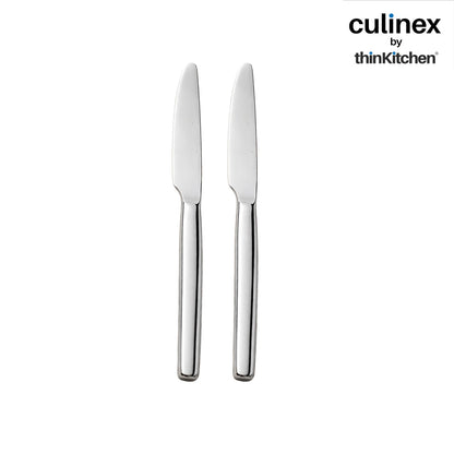 Premium Stainless Steel 8.5" Knife Set of 2 for Dining Table, Kitchen | Rustproof Dinner Knives, Silver Flatware by thinKitchen (Queen)