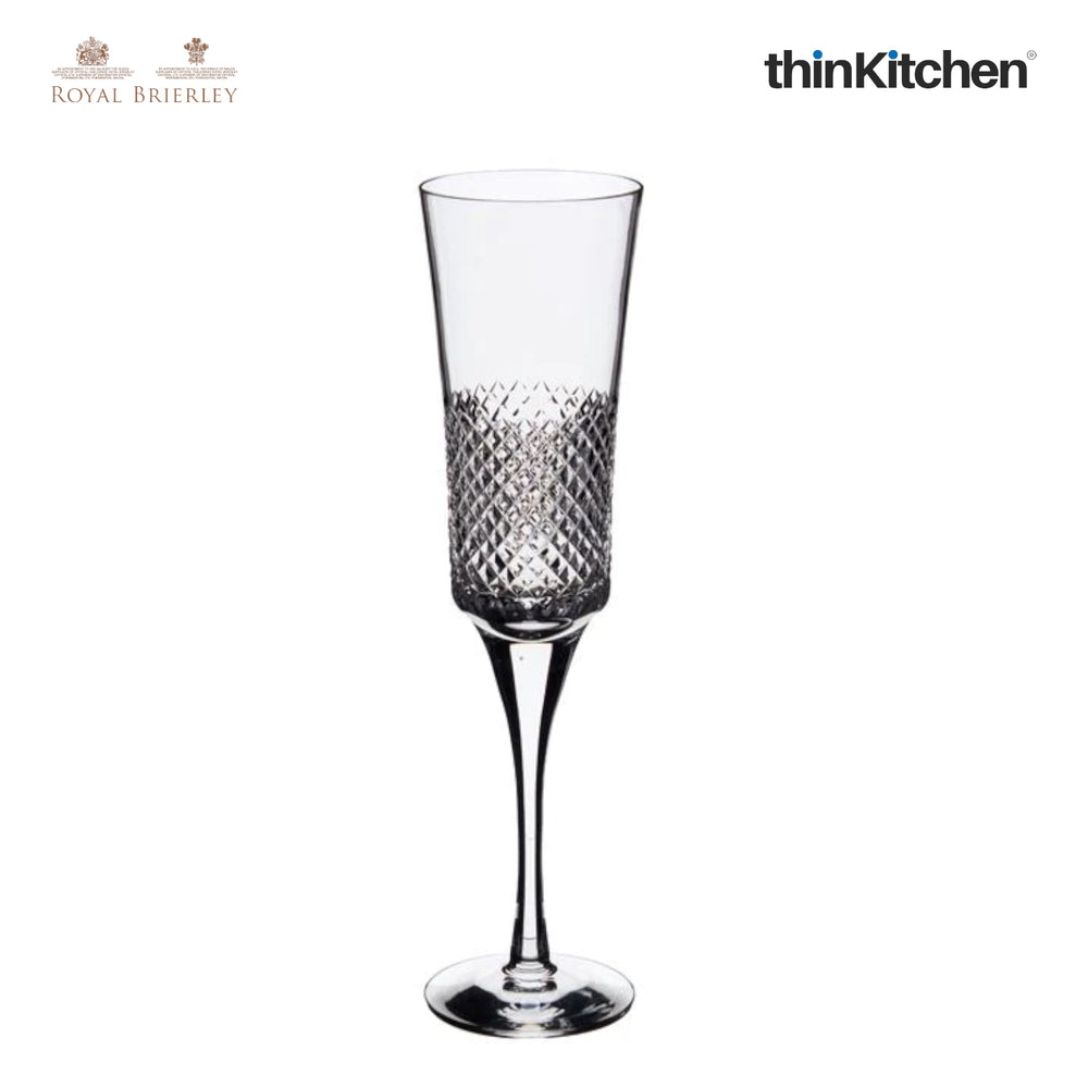 Royal Brierley 1 x 210ml Premium Handmade Crystal Champagne Flute, Antibes