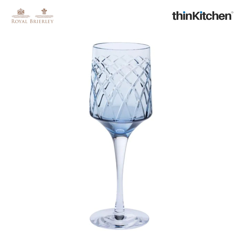 Royal Brierley 220ml x 1 Premium Crystal Wine Glass for Red & White Wine - Ink Blue