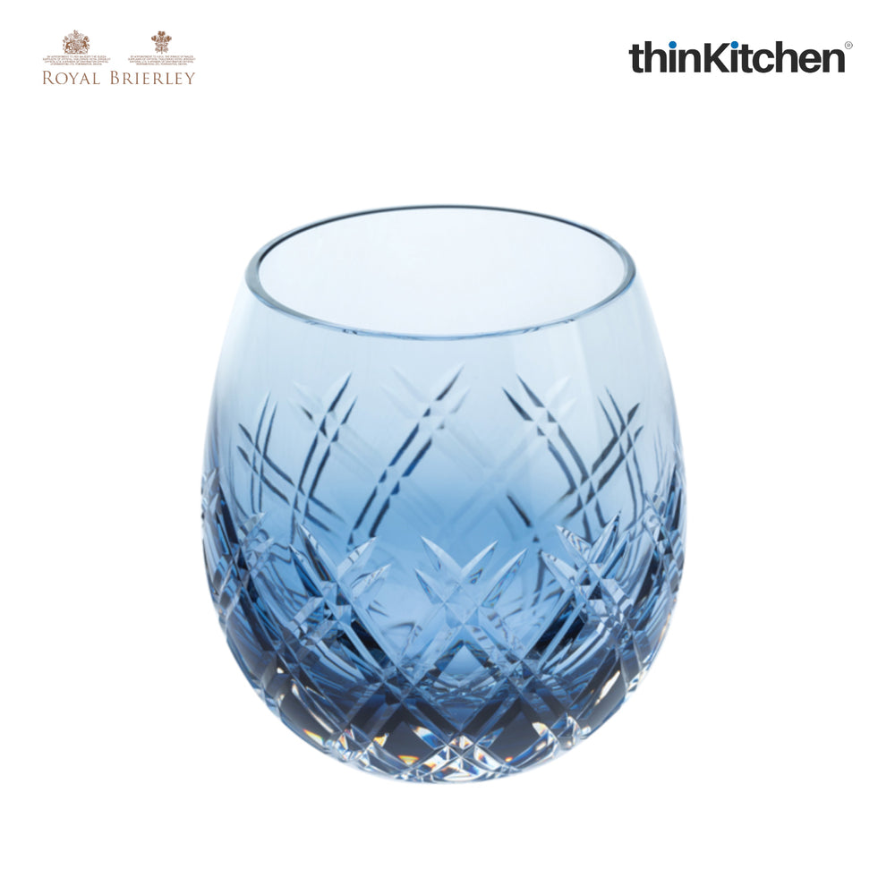 Royal Brierley 1 x 310ml Premiu Crystal Globe Tumbler for Whisky & Cocktail, Barra - Ink Blue