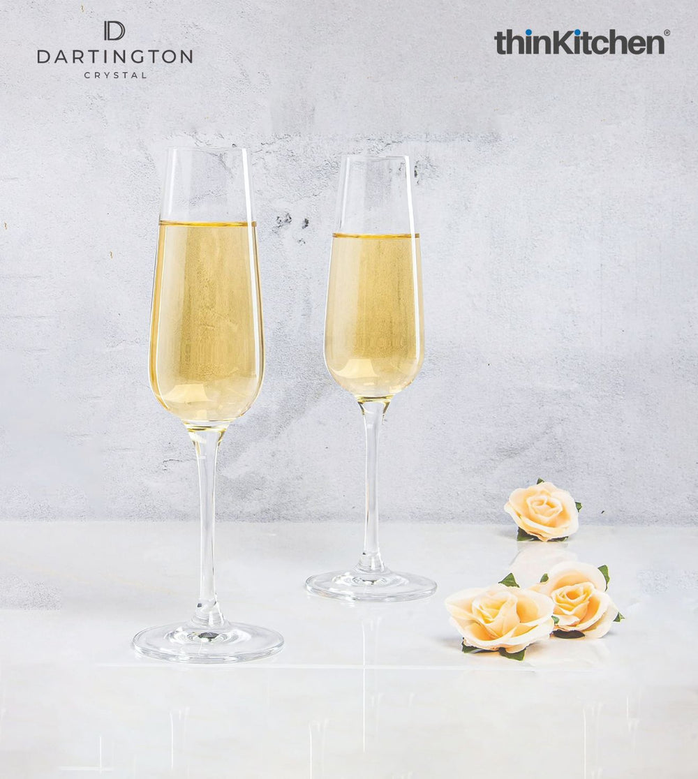 Dartington 190ml Premium Crystal Champagne Flutes Set of 6, Dishwasher Safe