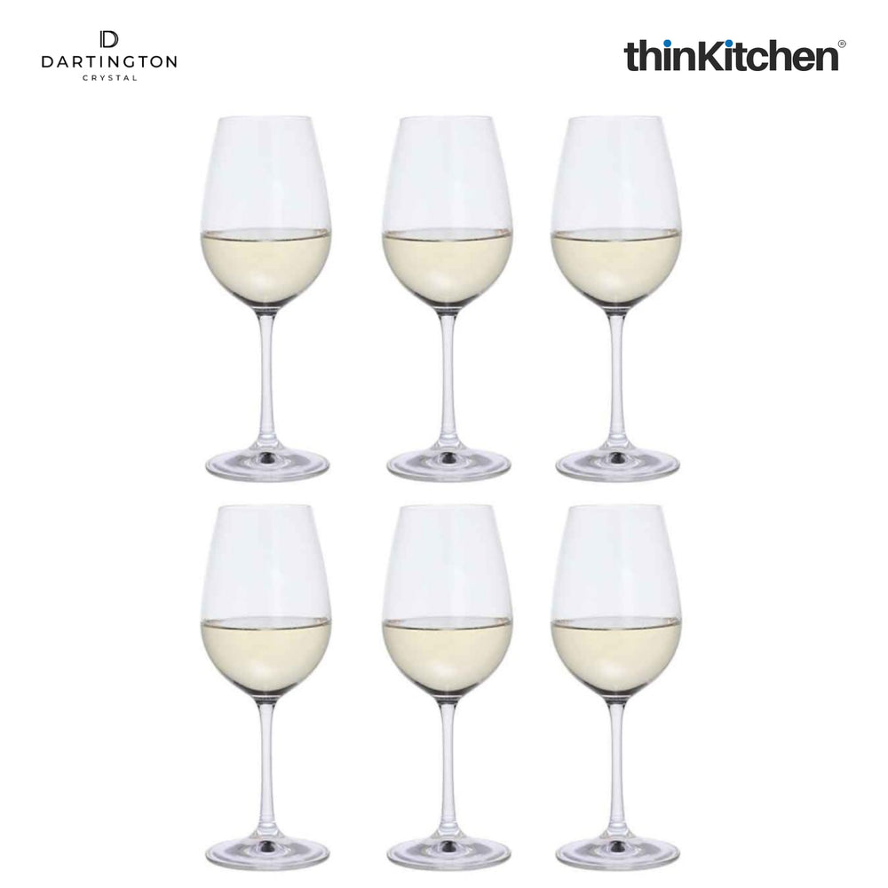 Dartington 450ml Premium Crystal White Wine Glasses Set of 6, Stemmed Glassware