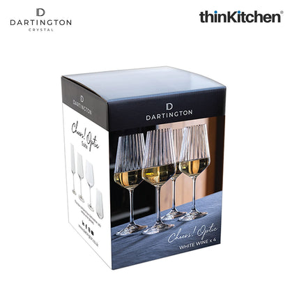 Premium Crystal White Wine Glass Set of 4, 350ml Each |Cheers Optic Goblets | Handcrafted in England