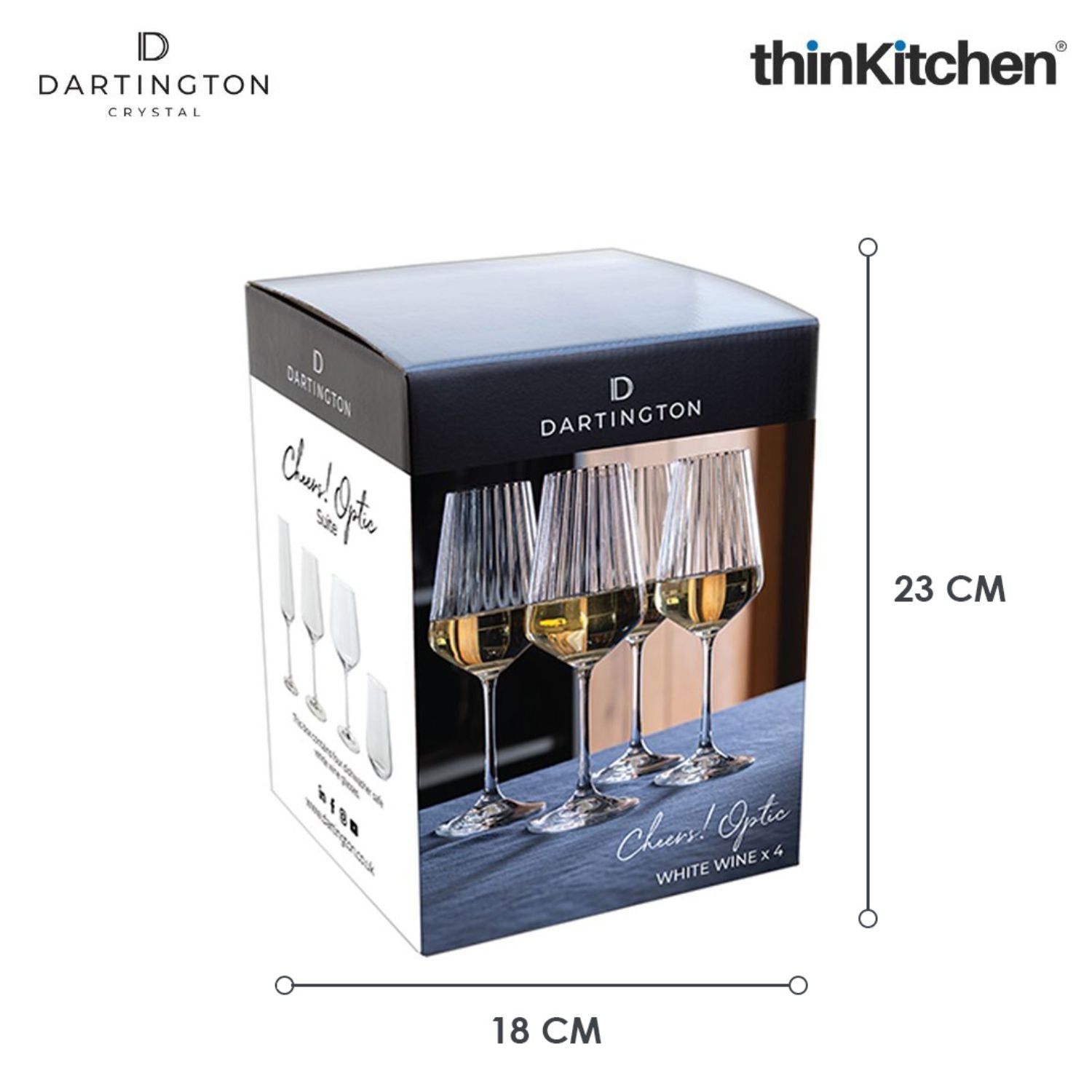 Premium Crystal White Wine Glass Set of 4, 350ml Each |Cheers Optic Goblets | Handcrafted in England - 6