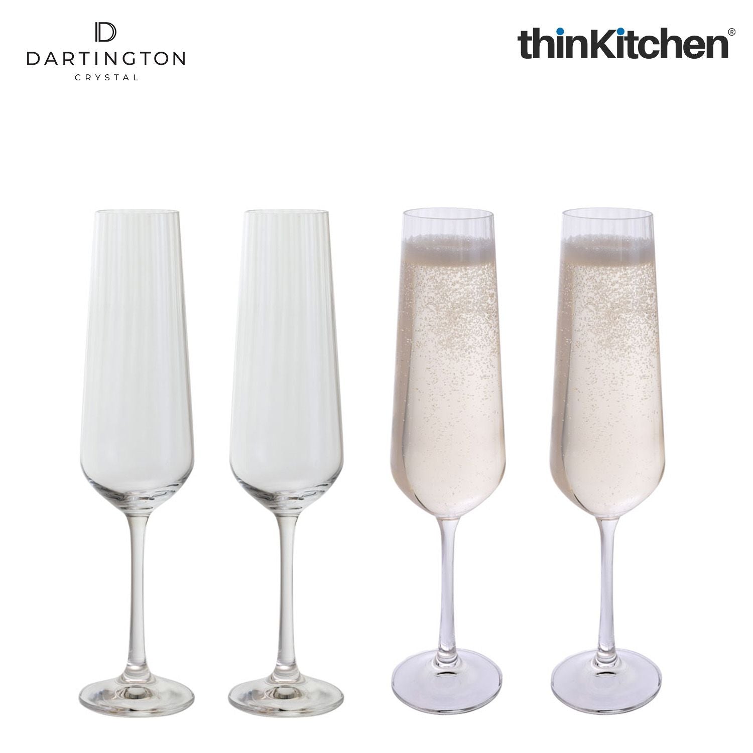 Premium Crystal Flute Glass Set of 4, 350ml Each| Cheers Optic Champagne Glasses Set | Handcrafted in England - 2