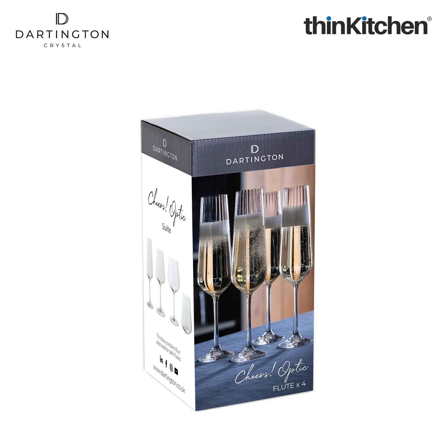Premium Crystal Flute Glass Set of 4, 350ml Each| Cheers Optic Champagne Glasses Set | Handcrafted in England - 4