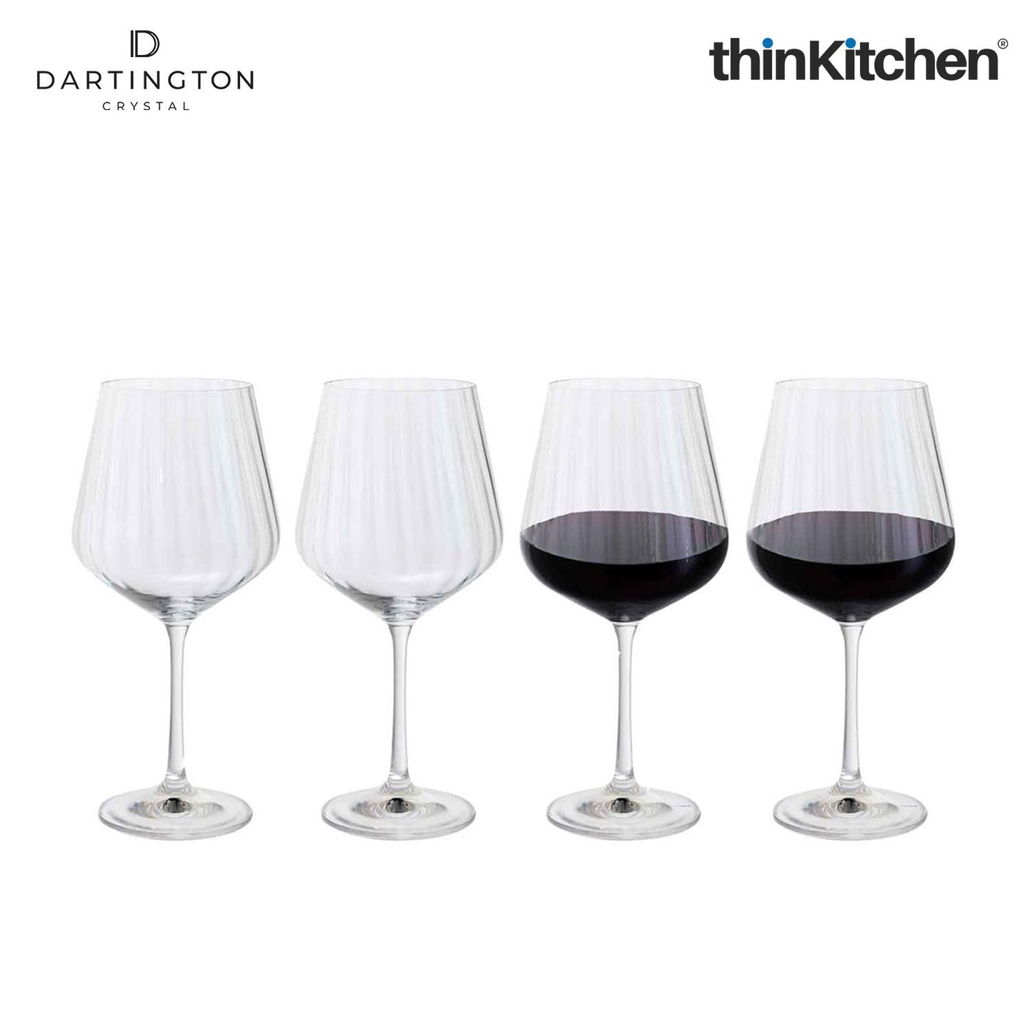 Dartington Crystal Red Wine Glass Set of 4, 570ml Each |Cheers Optic Goblets | Handcrafted in England