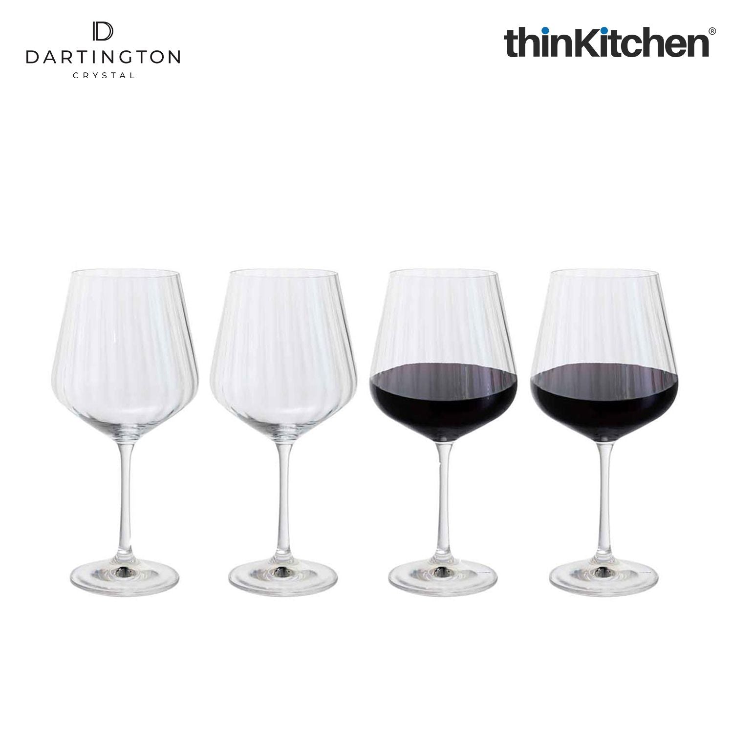 Dartington Crystal Red Wine Glass Set of 4, 570ml Each |Cheers Optic Goblets | Handcrafted in England - 2