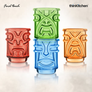 Final Touch Tiki Shot Glasses - Coloured - Set of 4