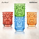 Final Touch Tiki Shot Glasses - Coloured - Set of 4