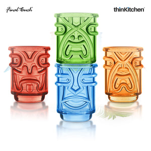 Final Touch Tiki Shot Glasses - Coloured - Set of 4