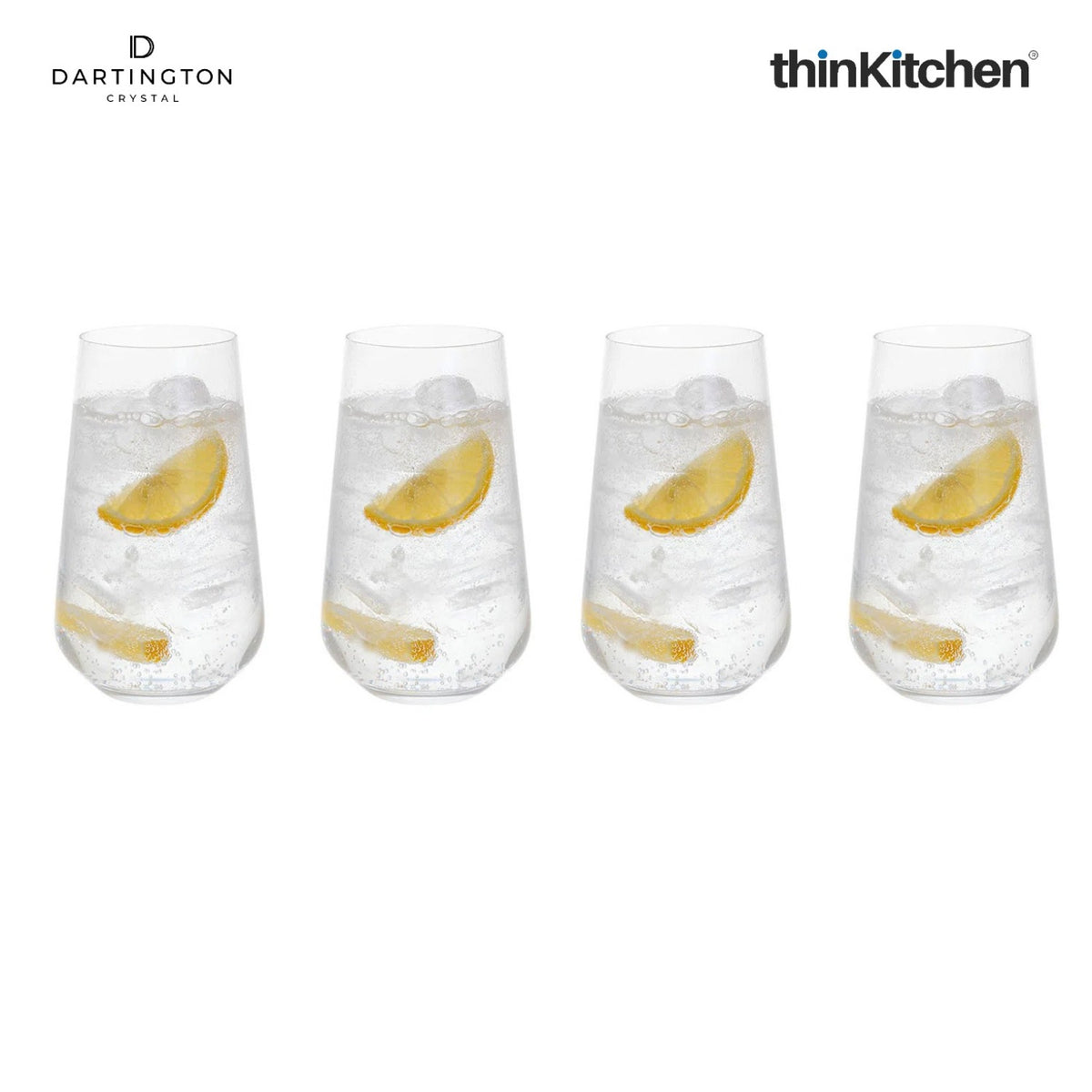 Dartington Premium Crystal Highball Glasses Set of 4 x 450ml, Lead-Free Drinking Glasses for Cocktails and Gin