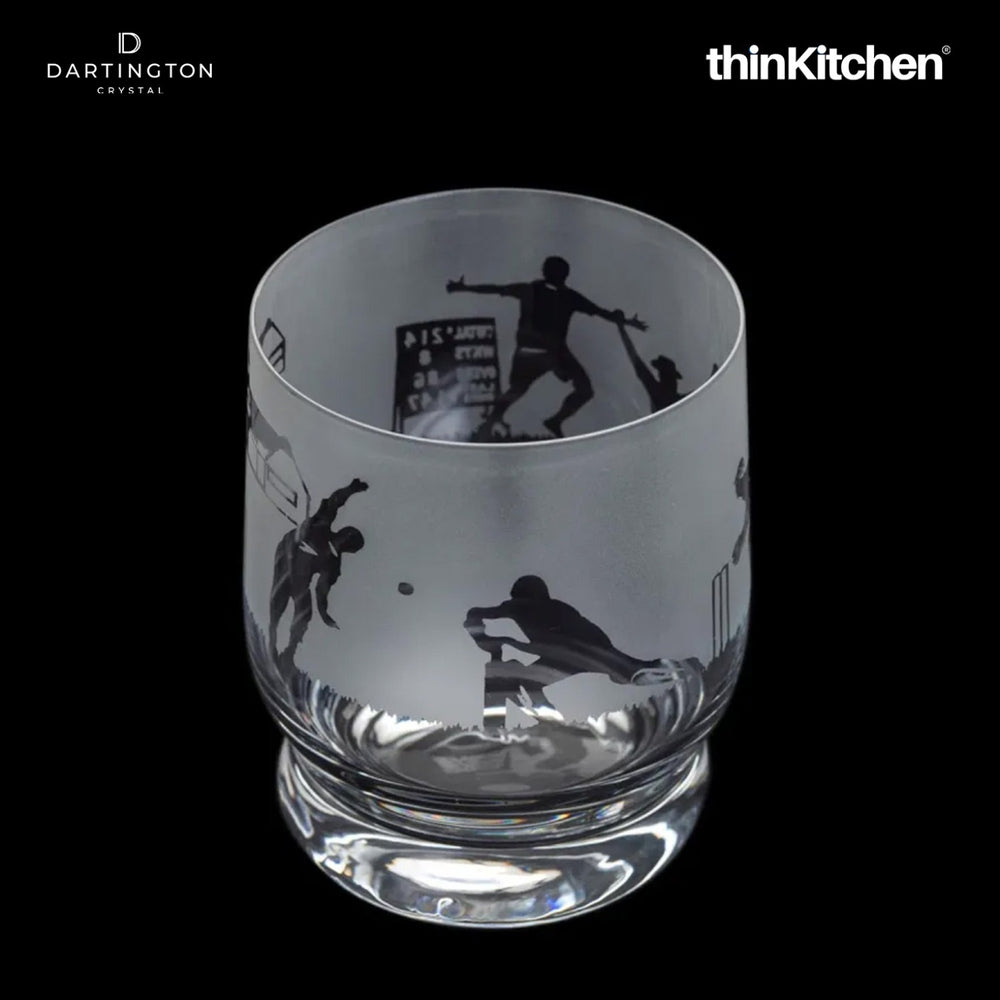 Dartington Premium Crystal Cricket Design Whisky Drinking Glass, Tumbler for Whisky, 350ml, Gift Box