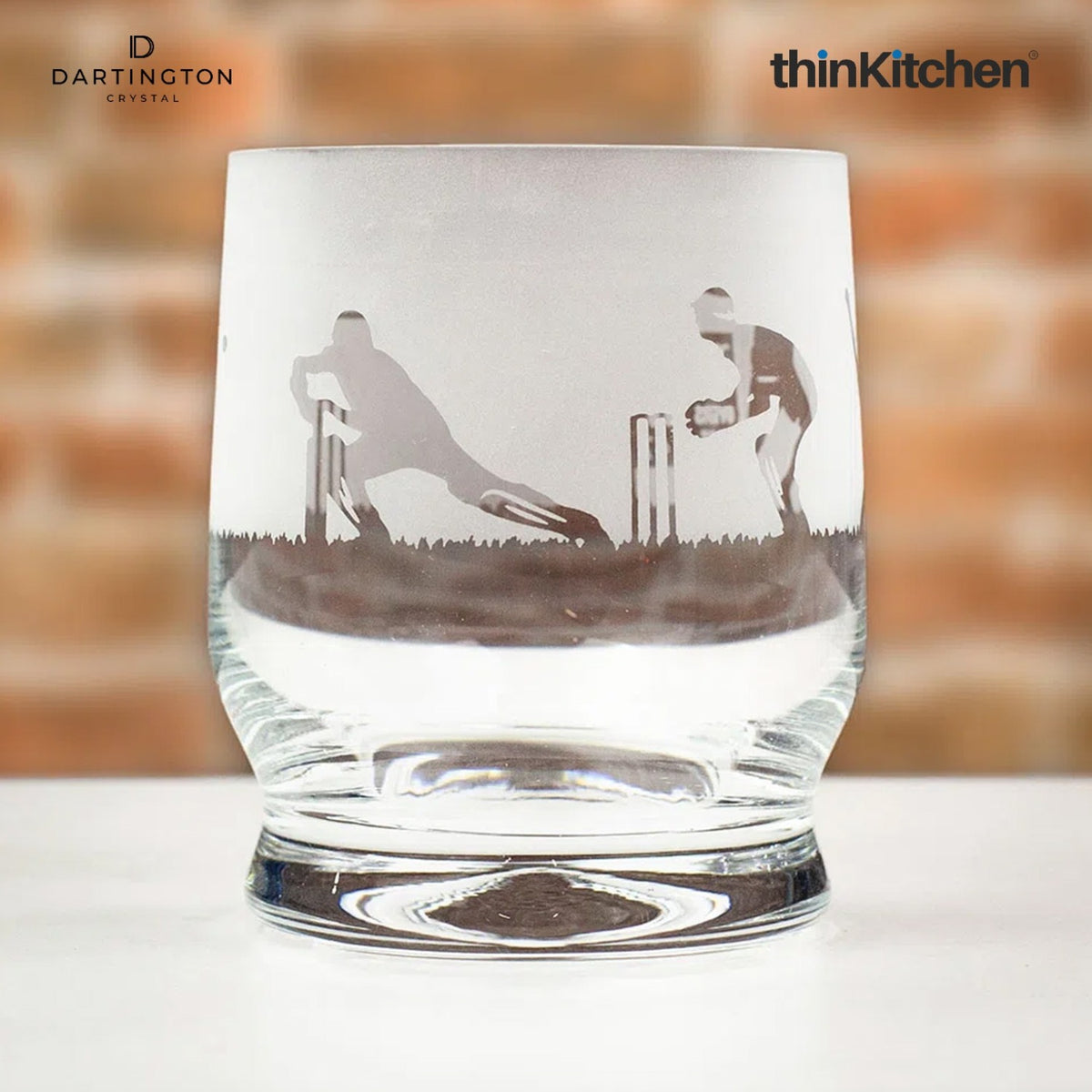 Dartington Premium Crystal Cricket Design Whisky Drinking Glass, Tumbler for Whisky, 350ml, Gift Box