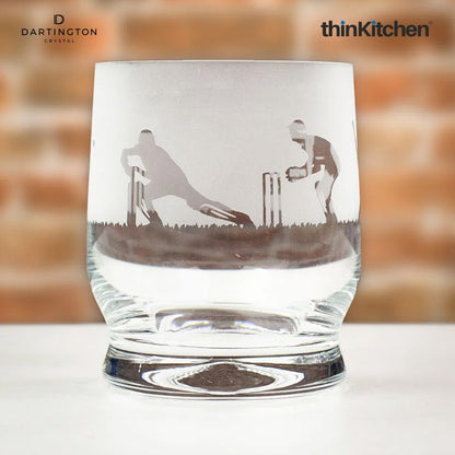 Dartington Premium Crystal Cricket Design Whisky Drinking Glass, Tumbler for Whisky, 350ml, Gift Box