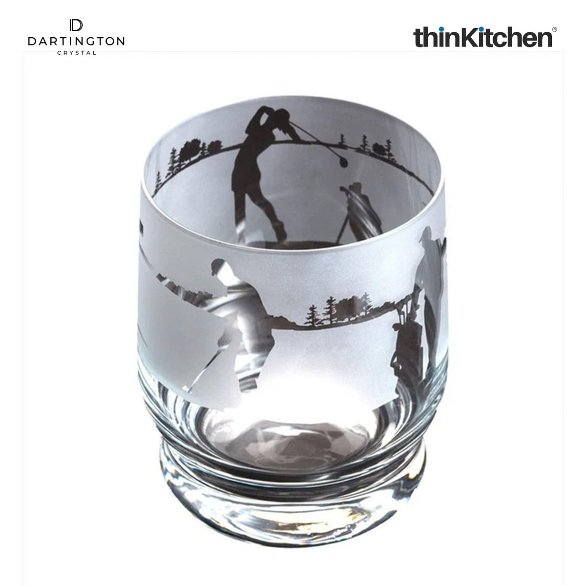Dartington Premium Crystal Golf Design Drinking Whisky Glass, Experience Glass, Tumbler for Whisky, Scotch, 350ml - 2