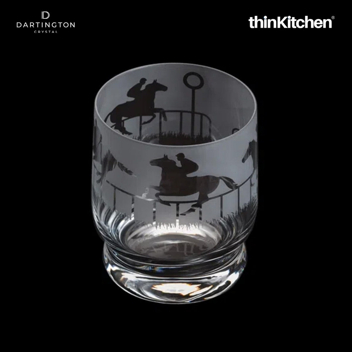 Dartington Premium Crystal Horse Racing Design Whisky Drinking Glass, Experience Glass, Tumbler for Whisky, 350ml