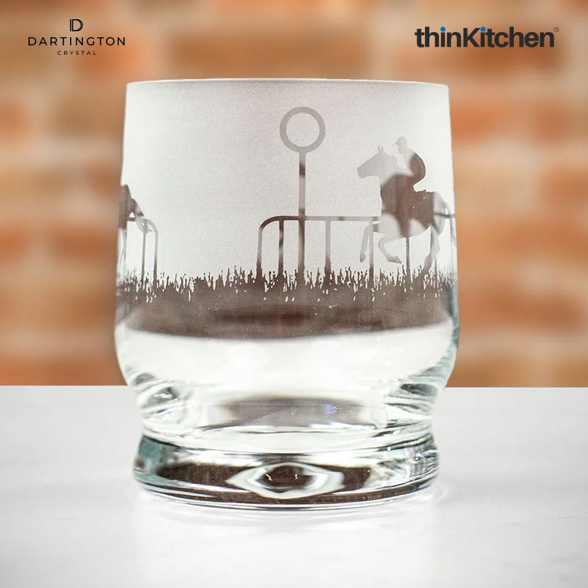 Dartington Premium Crystal Horse Racing Design Whisky Drinking Glass, Experience Glass, Tumbler for Whisky, 350ml - 2