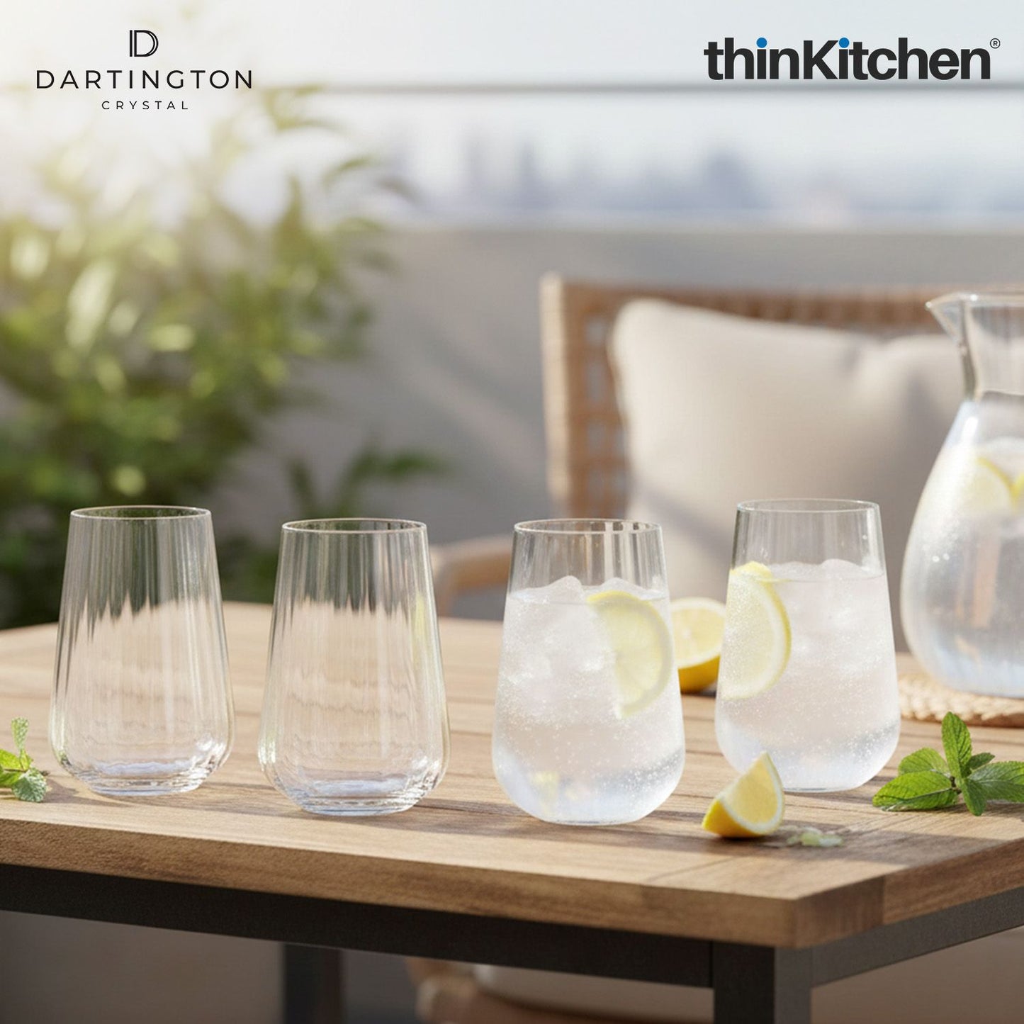 Premium Crystal Tall Tumbler Glass Set of 4, 400ml Each| Cheers Optic Tall Lead Free Glasses for Water, Drinks, Juices, Mocktails | Handcrafted in England