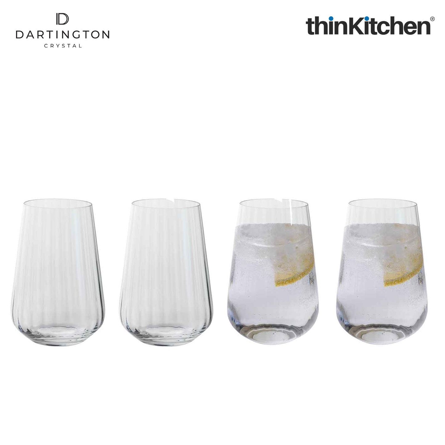 Premium Crystal Tall Tumbler Glass Set of 4, 400ml Each| Cheers Optic Tall Lead Free Glasses for Water, Drinks, Juices, Mocktails | Handcrafted in England