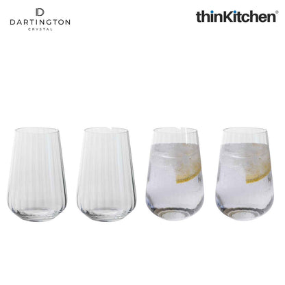 Premium Crystal Tall Tumbler Glass Set of 4, 400ml Each| Cheers Optic Tall Lead Free Glasses for Water, Drinks, Juices, Mocktails | Handcrafted in England